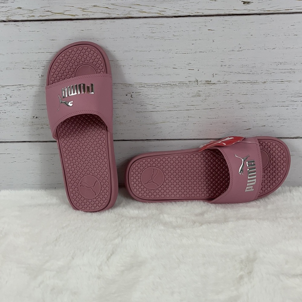 Womenβs Puma slippers pink and silver - Picture 4 of 9